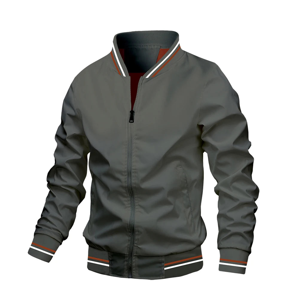Chaqueta bomber casual de hombre (cremallera completa)