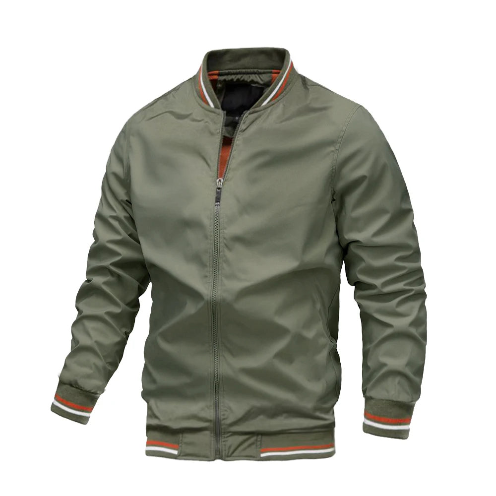 Chaqueta bomber casual de hombre (cremallera completa)